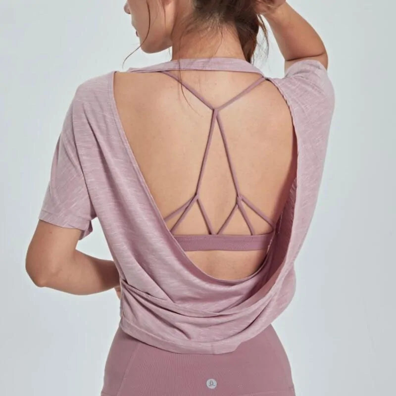 Open Back Sports Blouse: Breathable Gym and Yoga Tank